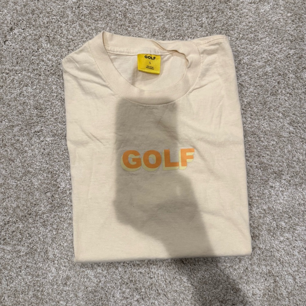 Golf Cream T-Shirt with Orange Logo